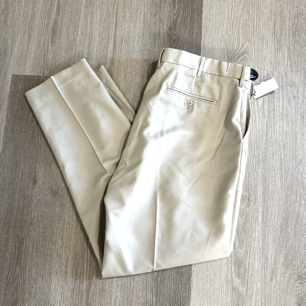 NWT Saddlebred Khaki Comfort Waist Straight Leg Dress Pants Men's 42x32